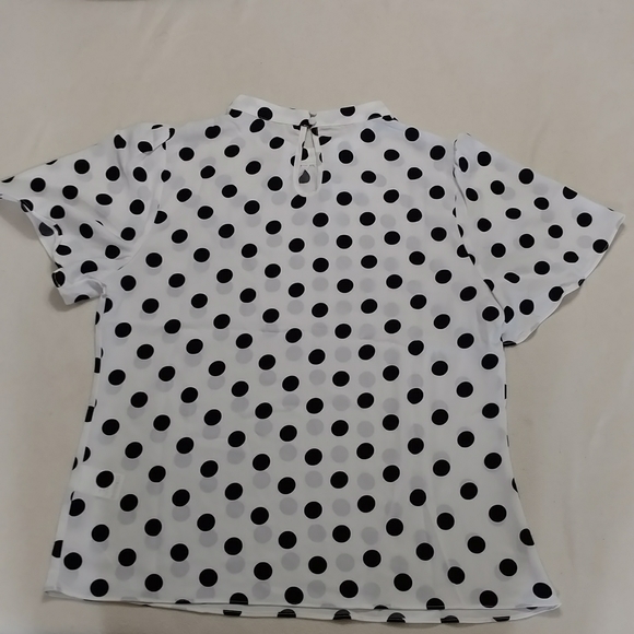 Allegra K Polkadot Bouse Modest Flutter Sleeves - Picture 5 of 10